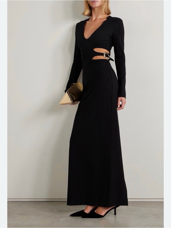 STAUD Dresses & Skirts - STAUD Black Long Sleeve Maxi Dress with Side Cutout & Buckle